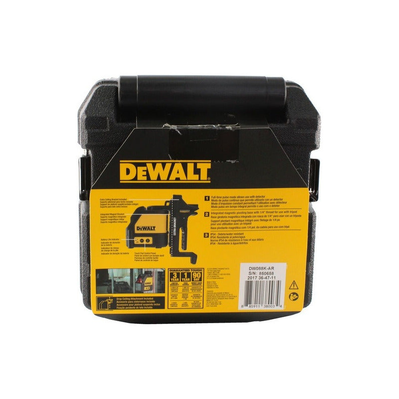 Nivel Láser Autonivelante Dewalt Dw088k Proyección De Línea Cruzada Alta Precisión En Instalaciones Y Construcción Alcance De 15m Carcasa Resistente Fácil De Usar Ideal Para Nivelación Interior