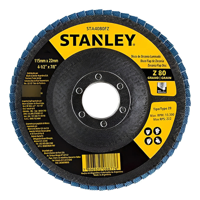 Flap Stanley Grano 120 De 115mm De Diámetro Sta8209f X 10u Amarillo