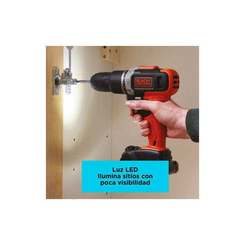 Taladro Percutor Atornillador Inalámbrico De 10mm Black+decker Bcd704c1 + 1 Batería De 1.5ah + Accesorio Con Caja De Cartón Naranja