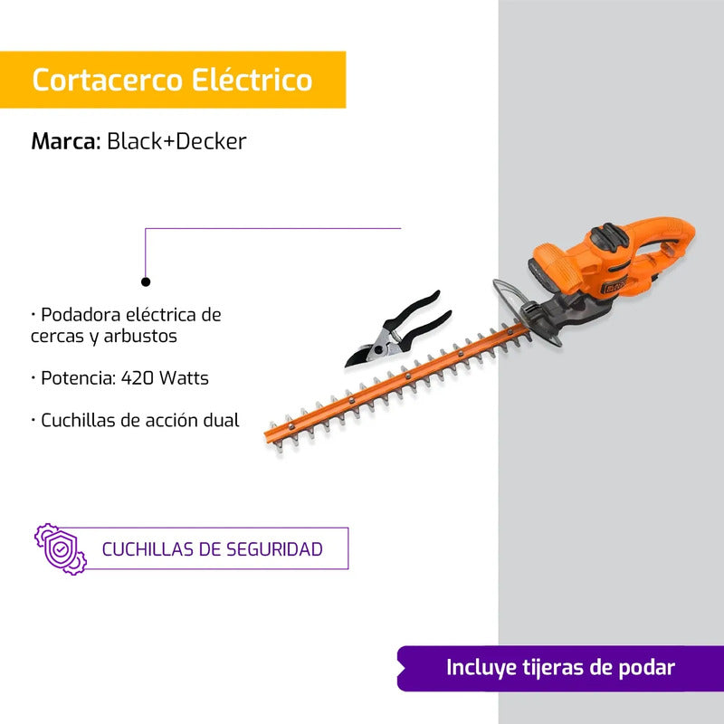 Cortacerco Eléctrico Black Decker Beht201k 46cm 420w Naranja