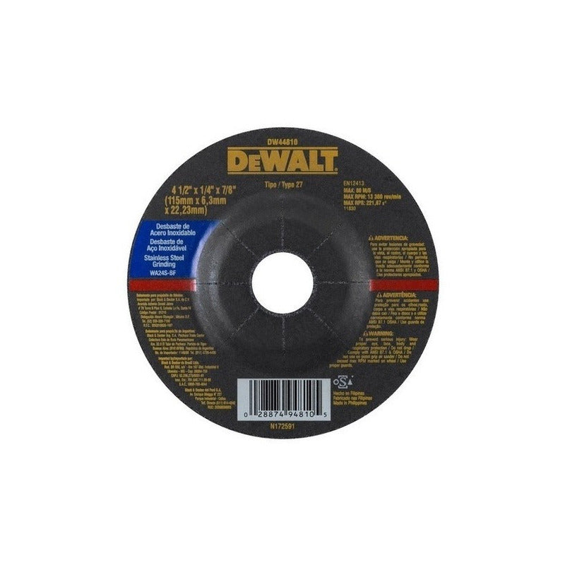 Disco Rugoso De Acero Inoxidable Dewalt Dw44810, 4.1/2 X 1/4 X 7/8