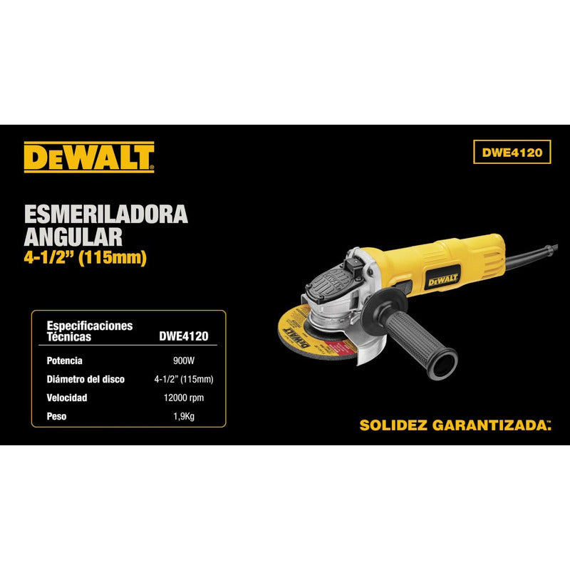 Dewalt Dwe4120 Amoladora De 115mm (4 1/2 ) 900w Amarillo 50 Hz