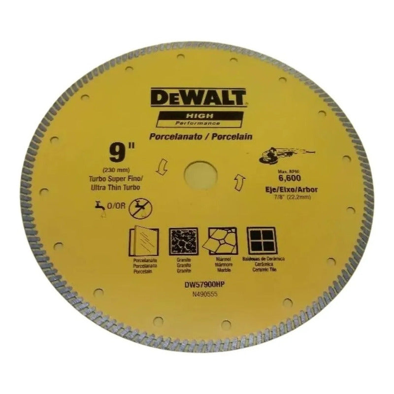 Disco Diamantado Dewalt Para Porcelanato 230mm 9 Dw57900hp Amarillo
