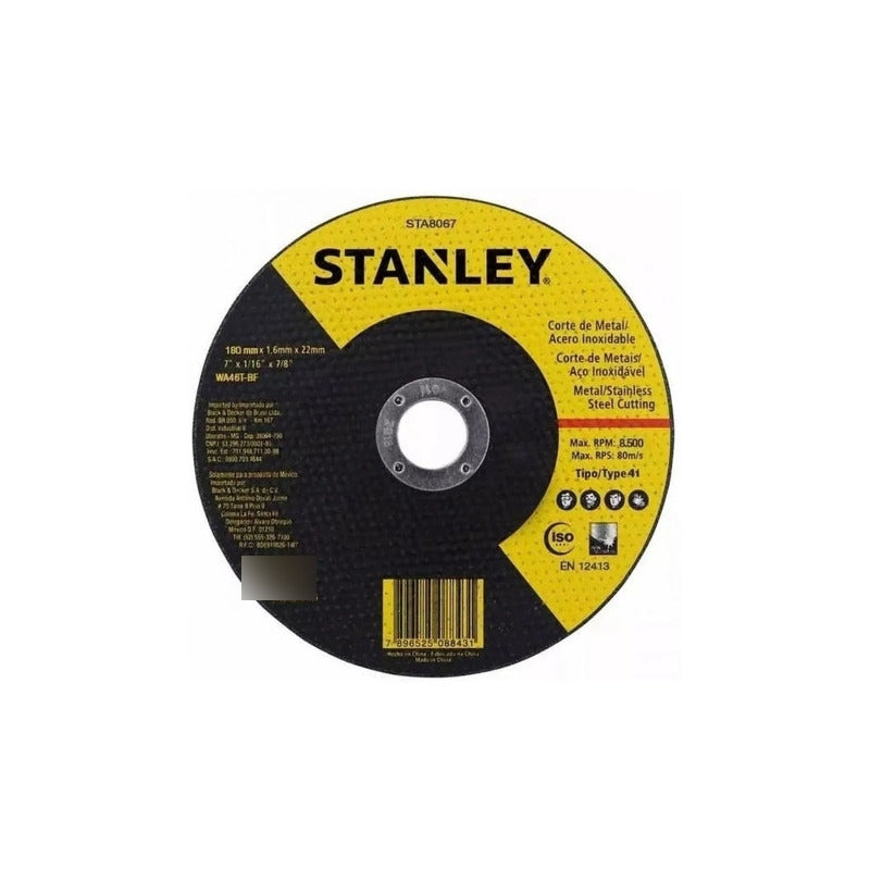 Disco Corte Metal Amoladora 180mm X 1,6mm Stanley X25 Un