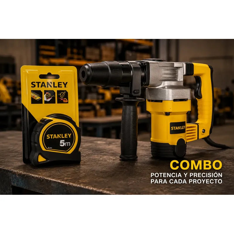 Combo Martillo Demoledor Stanley Sdsmax Cinta Metrica 5m Amarillo
