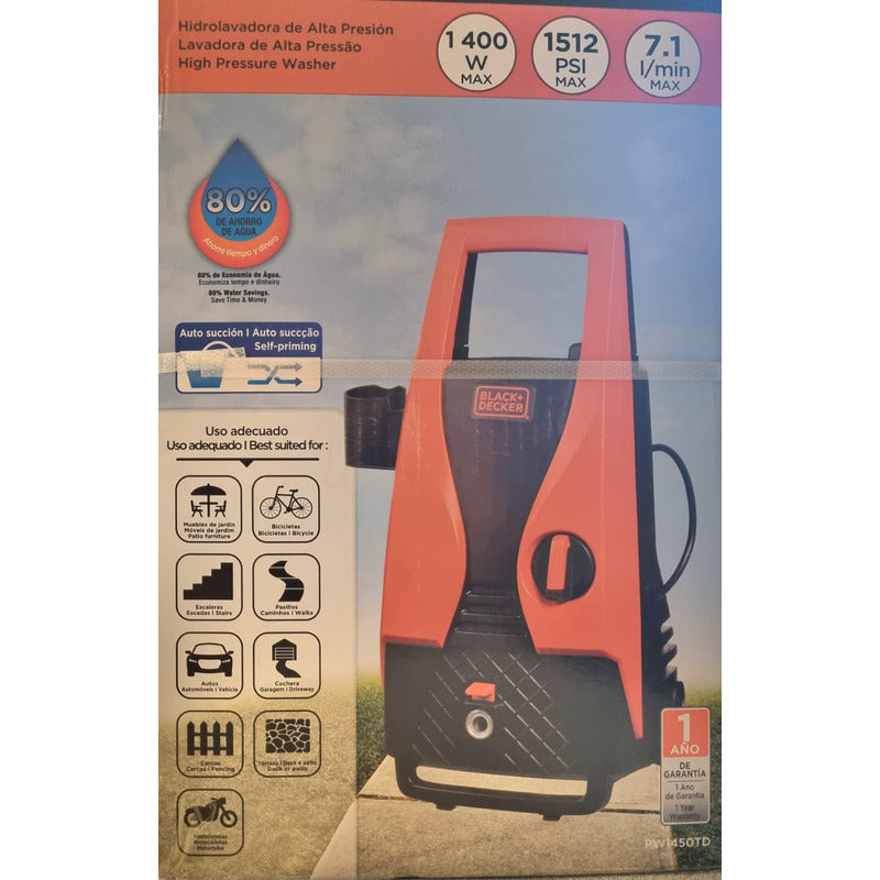 Hidrolavadora Black + Decker 105 Bar 1400w Naranja/negro 50 Hz/60 Hz