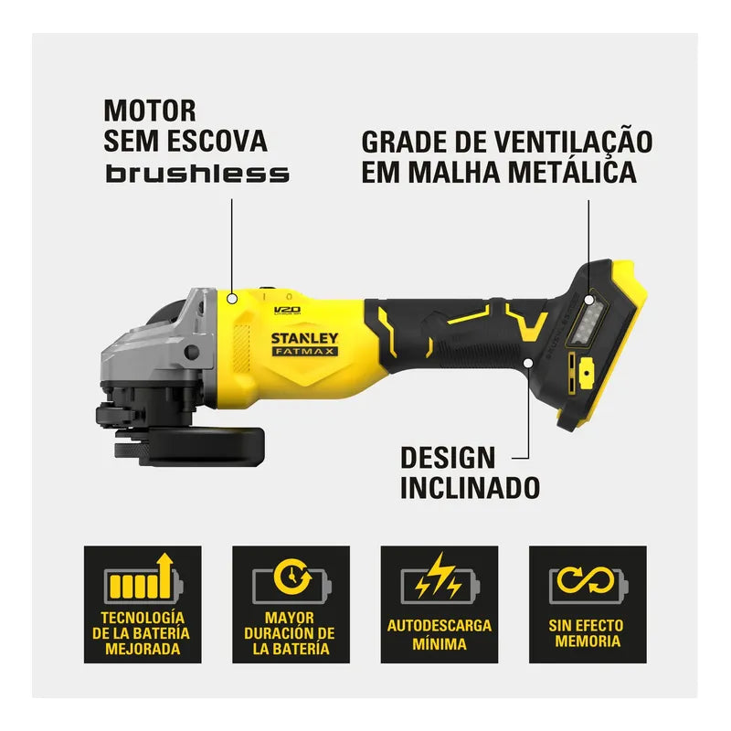 Amoladora Stanley Sbg710b 20v Sin Bateria Ni Cargador Amarillo 50