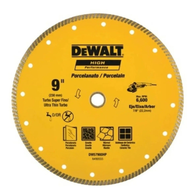 Disco Diamantado Dewalt Para Porcelanato 230mm 9 Dw57900hp Amarillo