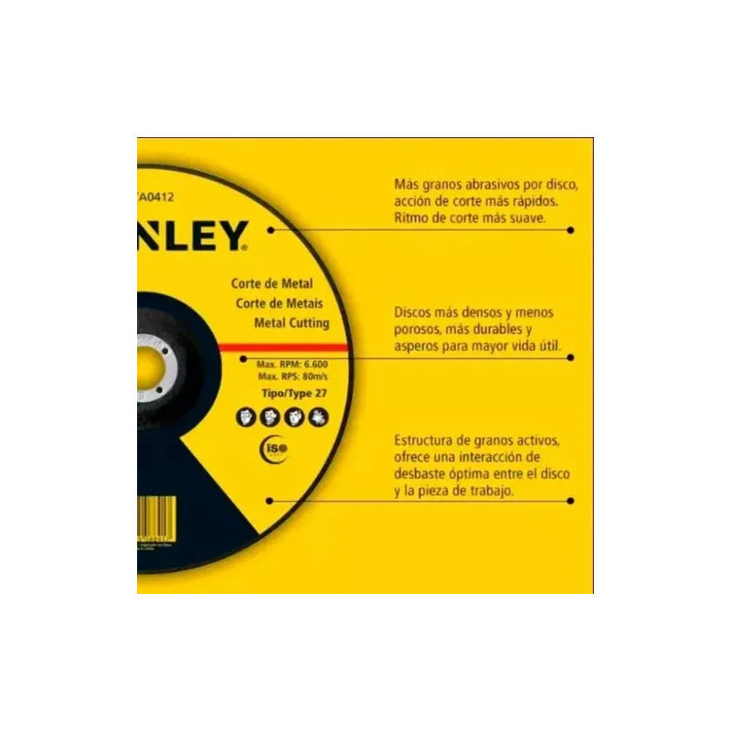 Disco Corte Metal Inox Amoladora 7 180 178 Mm Stanley 25 Un
