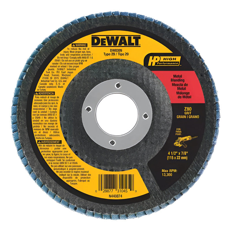 Disco Flap Dewalt Base Fibra 115mm G 80 X 10 Unidades Dw8309 Amarillo