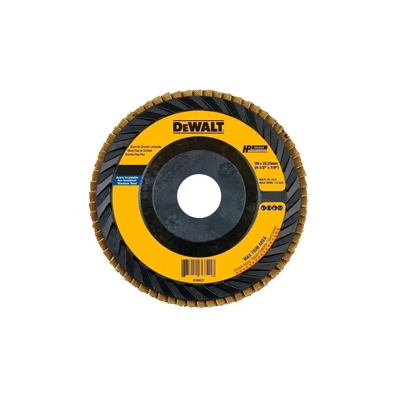 Disco Flap Grano 60 Dewalt Zirconio Dw8308p Amarillo Azul