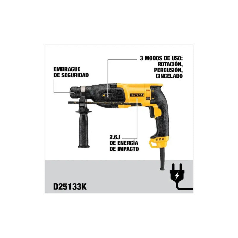 Rotomartillo Sds Plus 2.9 J -800w Dewalt D25133k Amarillo 50hz