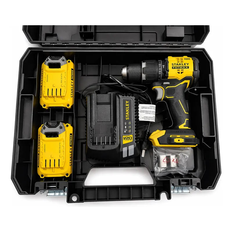 Taladro En Kit Stanley 13 Mm 20v Brushles Con Caja Pro Stack Amarillo 50