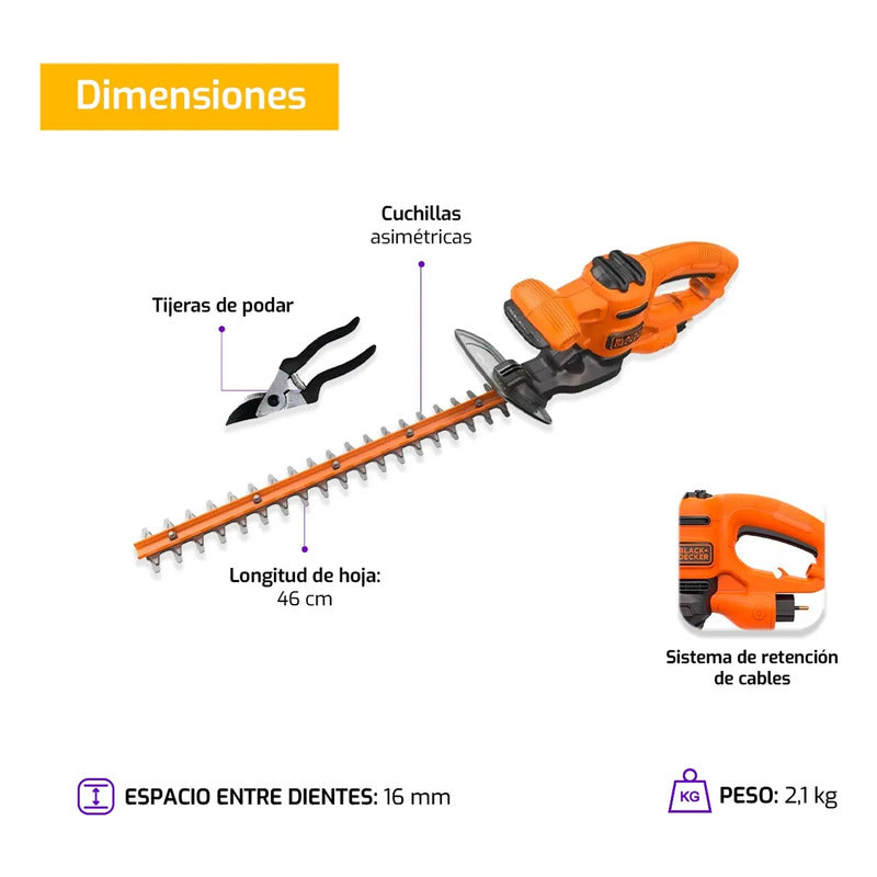 Cortacerco Eléctrico Black Decker Beht201k 46cm 420w Naranja