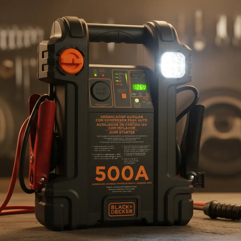 Arrancador 500 Amp Inflador Auto Black Decker Js500cc