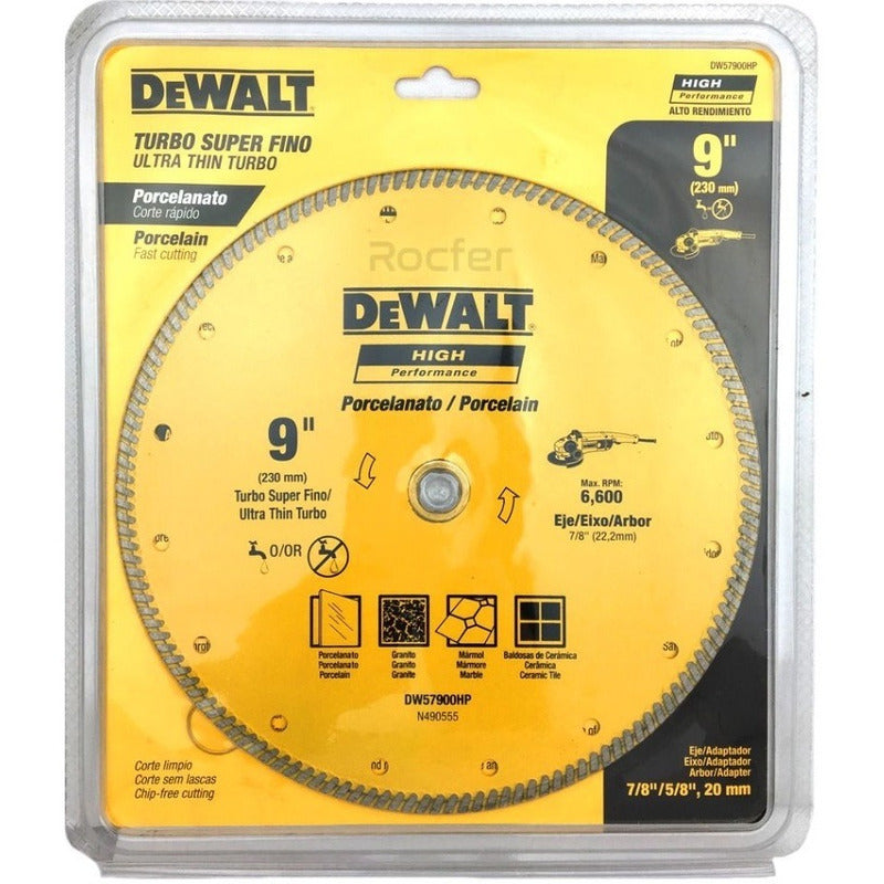 Disco Diamantado Dewalt Para Porcelanato 230mm 9 Dw57900hp Amarillo