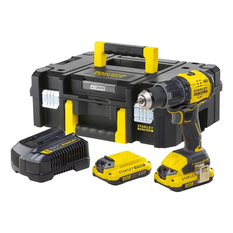 Kit Taladro Percutor 1/2 20v + Acces Stanley Sbd716d2t-b2 Amarillo