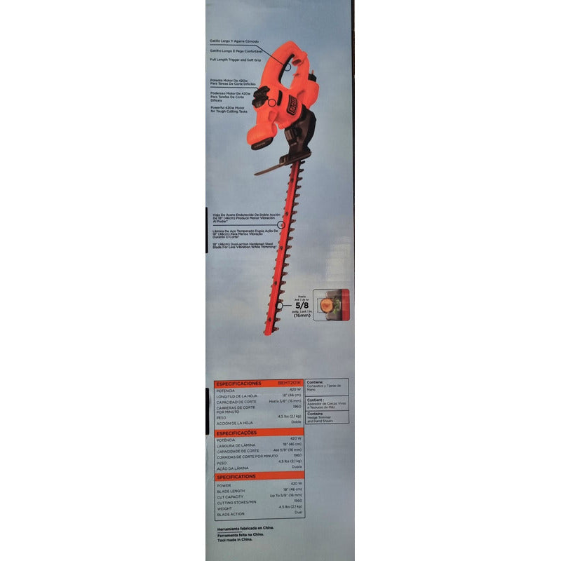 Cortacerco Eléctrico Black Decker Beht201k 46cm 420w Naranja