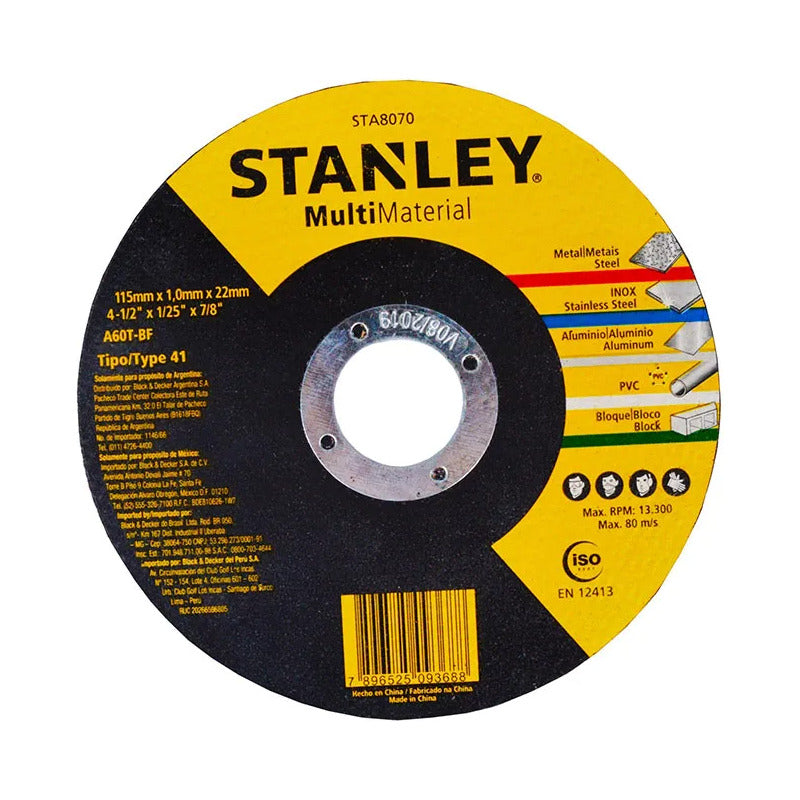Disco De Corte 115mm X 1,6mm Stanley Sta8063 Amarillo