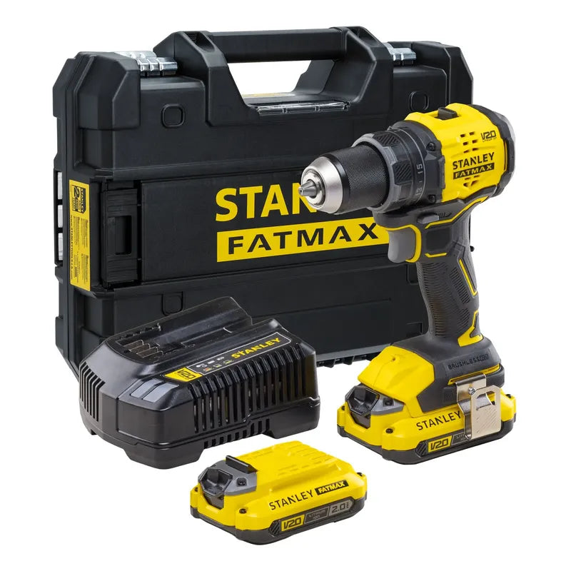 Taladro En Kit Stanley 13 Mm 20v Brushles Con Caja Pro Stack Amarillo 50