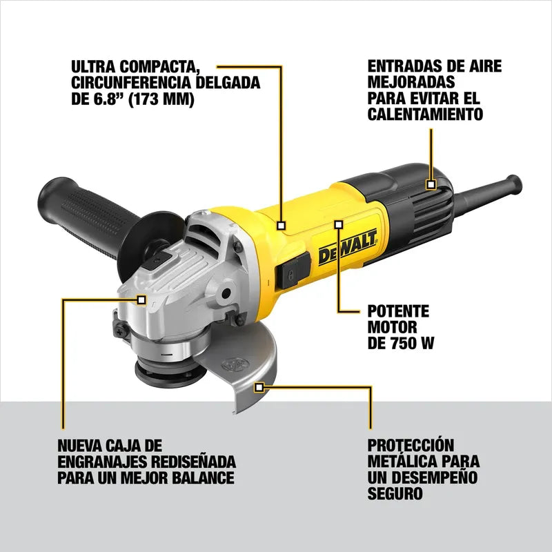 Dewalt Dwe750-ar Amoladora 115 Mm 750w Ultra Compacta Amarillo 50